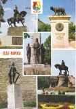 Carte Postala Cluj-Napoca Monumentul lui Mihai Viteazul , Stauia lui Baba Novac , Monumentul lui Horia Closca si Crisan , Statuia Lupoaica Romei ...