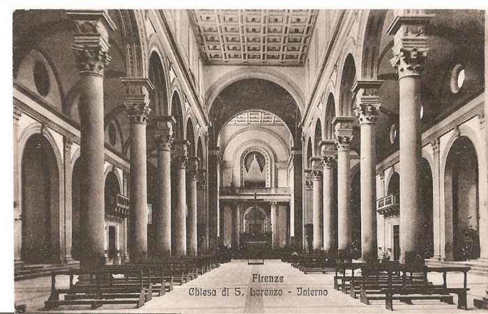 CPI (B2775) ITALIA. FLORENTA, FIRENZE, BISERICA S. LORENZO - INTERIOR, NECIRCULATA
