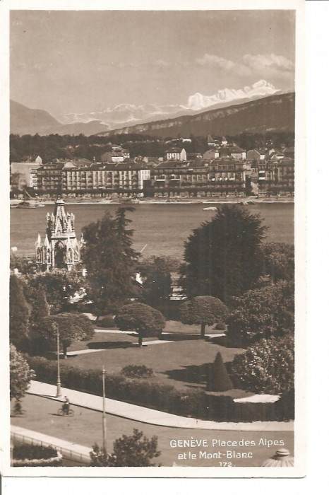 CPI (B2794) ELVETIA. GENEVA, GENEVE, PLACE DES ALPES ET LE MONT-BLANC, EDITURA O. SARTORI, NECIRCULATA