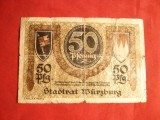 Bancnota notgeld 50 Pf oras Wurzburg 1920 ,cal.medie