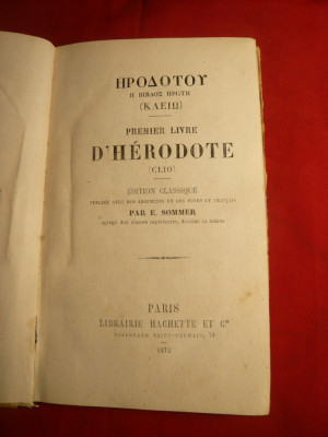 Istoriile lui Herodot - Cartea I - CLIO - Ed. Hacchette 1872 foto
