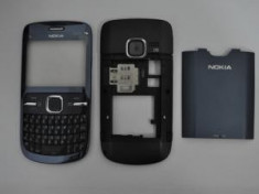 Vand Carcasa Nokia C3 Noua Completa Albastra Albastru - Negru foto