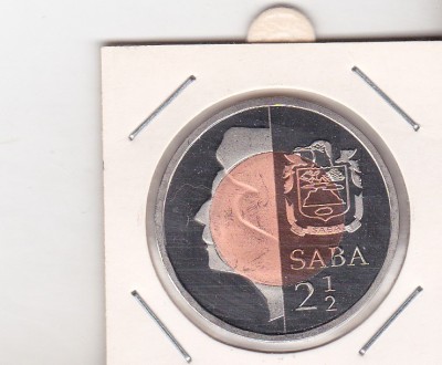 bnk mnd Insula Saba 2 1/2 dollar 2012 unc , fauna marina , bimetal foto