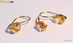 set cercei si pandantiv medalion aur 14K cu citrine 1.8 ct. foto