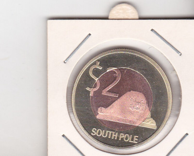 bnk mnd South Pole 2 dollars 2013 unc, fauna , bimetal foto