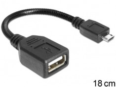 Cablu USB micro-B tata la USB 2.0-A mama OTG flexibil 18 cm - 83293 foto