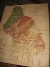 SUPER PRET !!! HARTA GEOLOGICA A PARTII DE RASARIT A DISTRICTULUI PRAHOVA - 1922 = FORMAT - 67 *55 CM./ PANZATA foto