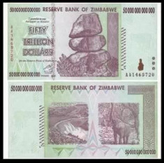 Zimbabwe 50000000000000 dolarul 2008 UNC foto