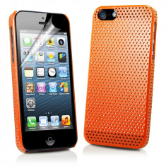 Husa portocalie orange silicon rigid iphone 5 + folie display foto