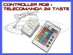 CONTROLLER RGB IR + TELECOMANDA 24 TASTE - PENTRU BANDA LED RGB 3528, 5050 foto