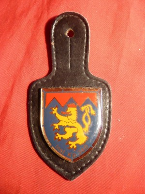 Insemn Militar Belgia , metal ,email ,piele ,h= 3,7 cm foto