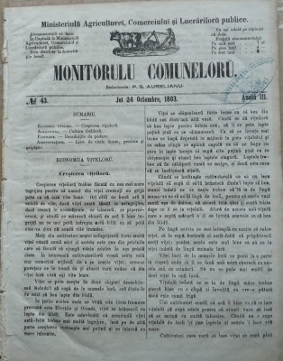 Monitorul comunelor , nr . 43 , Joi 24 Octombrie , 1863 foto