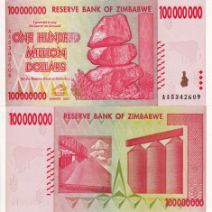 ZIMBABWE 100.000.000 dollars 2008 UNC!!! foto