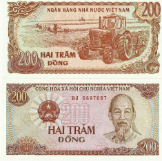 BANCNOTA VIETNAM 200 DONG 1987 NECIRCULATA foto