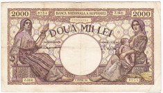 2) Bancnota,2000 lei 10 octombrie 1944,filigran Traian foto
