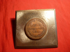 Placheta veche Firma Loris -otel si bronz ,7x6,5 cm foto