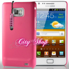 Husa pentru Samsung Galaxy S II - roz, + stilou + folie protectie ecran si material curatare ecran foto