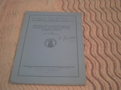N. Iorga - Informatii spaniole despre razboiul nostru pentru independenta foto