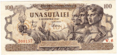 Bancnota 100 lei 5 decembrie 1947,filigran BNR,XF foto