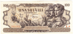 Bancnota 100 lei 5 decembrie 1947,filigran BNR,XF foto