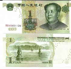 BANCNOTA CHINA 1 YUAN 1999 NECIRCULATA foto