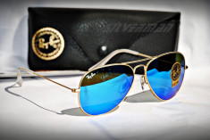 Ochelari de soare Ray ban Aviator RB3025 112/17 Lentila albastru oglinda foto