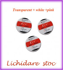 GEL UV Set 3 Geluri UV CCN Transparent + Alb+ Pink - Lichidare de stoc foto