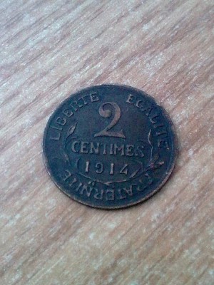FRANTA- 2 CENTIMES 1914. foto