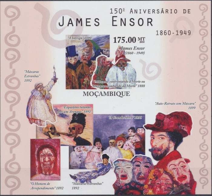 MOZAMBIC 2010 ARTA,PICTURA , JAMES ENSOR - MICHEL CAT. BL 394B