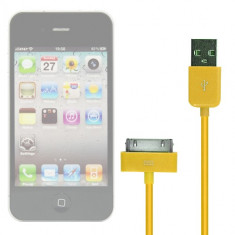 Cablu de date si incarcator USB compatibil IPAD iPod si iPhone GALBEN foto