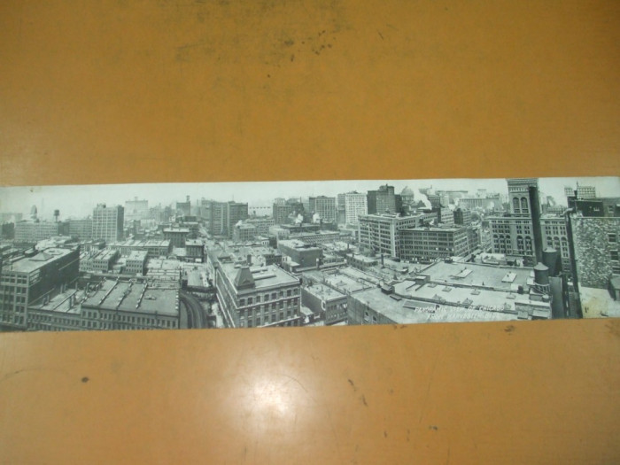 Carte postala panoramica Panoramic Postcard Chicago Panoramic from Harvester Bloc 1909