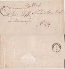 Plic circulat Iasi-Bucuresti- tema justitie- 1875 foto