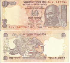 BANCNOTA INDIA 10 RUPII NECIRCULATA foto