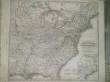 Harta Statele Unite ale Americii de Nord cu Florida Gotha Justus Perthes 1866 de F. von Stulpnagel