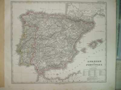 Harta Spania si Portugalia Gotha Justus Perthes 1866 de H. Berghaus si F. von Stulpnagel foto