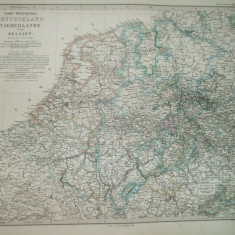 Harta Germania de Nord - vest, Olanda, Belgia Gotha Justus Perthes 1867 de C. Vogel