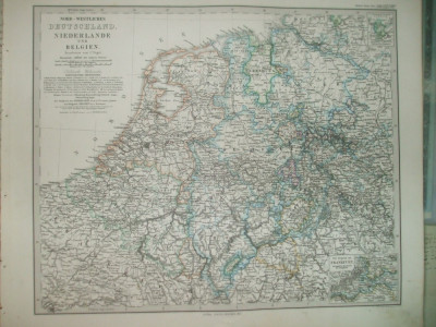 Harta Germania de Nord - vest, Olanda, Belgia Gotha Justus Perthes 1867 de C. Vogel foto