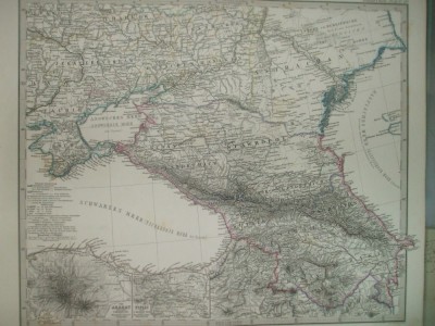 Harta Sudul Rusiei si Caucazul Gotha Justus Perthes 1867 de H. Stichart foto