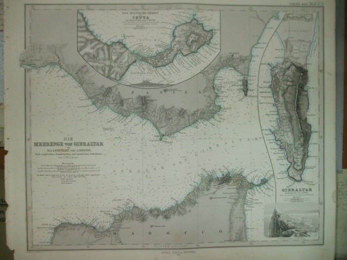 Harta Gibraltar Gotha Justus Perthes 1867 de A. Petermann