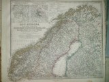 Harta Norvegia, Suedia, Rusia, Caucaz si Turcia Justus Perthes 1866