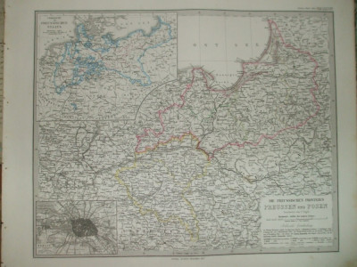 Harta Prusia si Poznan Gotha Justus Perthes 1867 de C. Vogel foto