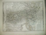 Harta Sud - estul Germaniei si nordul Italiei Gotha Justus Perthes 1867 de H. Berghaus