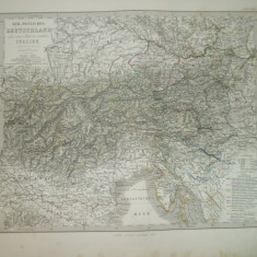 Harta Sud - estul Germaniei si nordul Italiei Gotha Justus Perthes 1867 de H. Berghaus