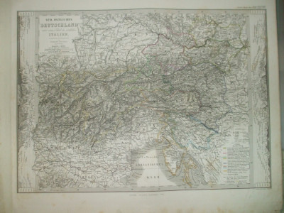 Harta Sud - estul Germaniei si nordul Italiei Gotha Justus Perthes 1867 de H. Berghaus foto