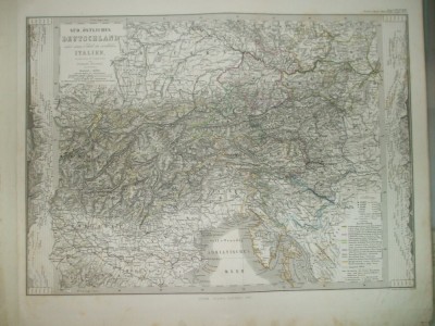 Harta Sud - estul Germaniei si nordul Italiei Gotha Justus Perthes 1867 de H. Berghaus foto