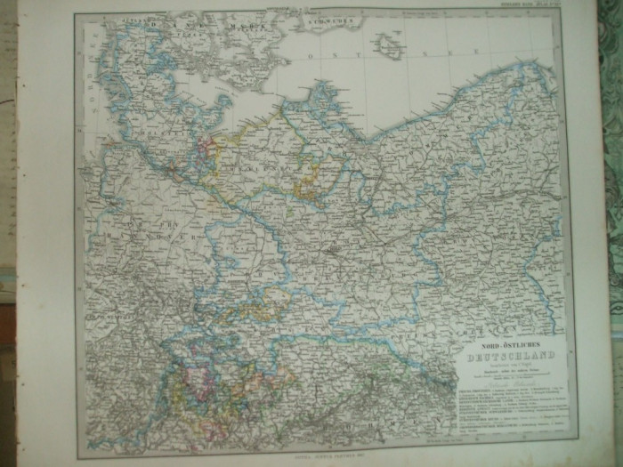 Harta Germania de Nord - est Gotha Justus Perthes 1867 de C. Vogel