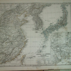 Harta China de Est, Coreea si Japonia 1867 Gotha Justus Perthes de A. Petermann