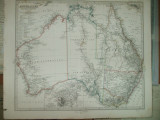 Harta Australia Gotha Justus Perthes 1866 de A. Petermann
