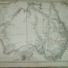 Harta Australia Gotha Justus Perthes 1866 de A. Petermann