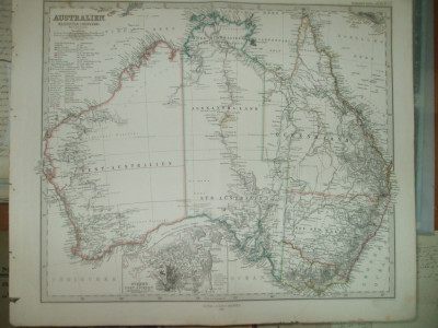 Harta Australia Gotha Justus Perthes 1866 de A. Petermann foto